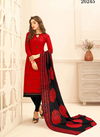 Red Colour Designer Latest Fancy Casual Wear Cotton Jacquard Embroidered Dress Material Collection 26245